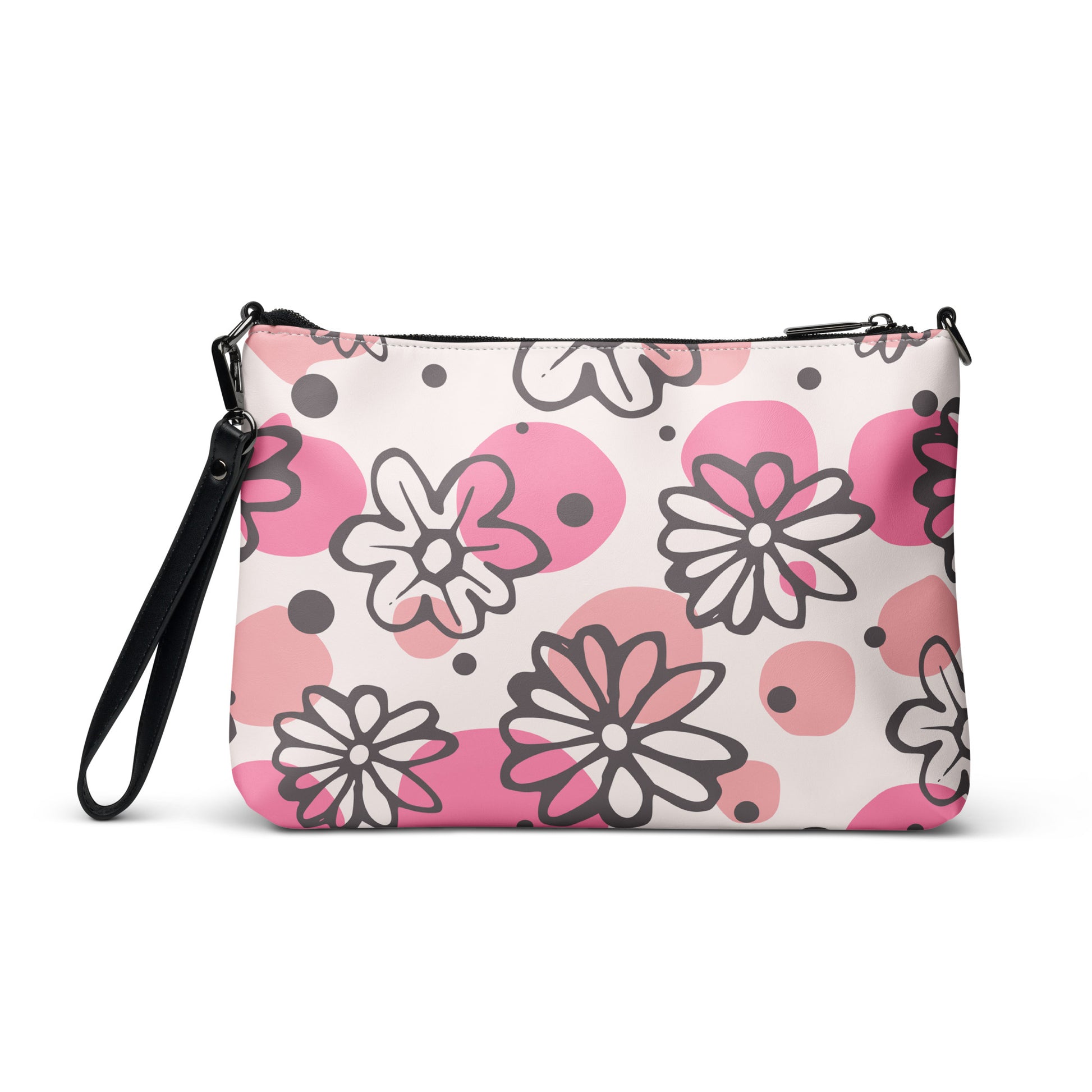 Abstract Pink Daisies Purse Handbag all-over-print-crossbody-bag-white-back-668d98bfb22db