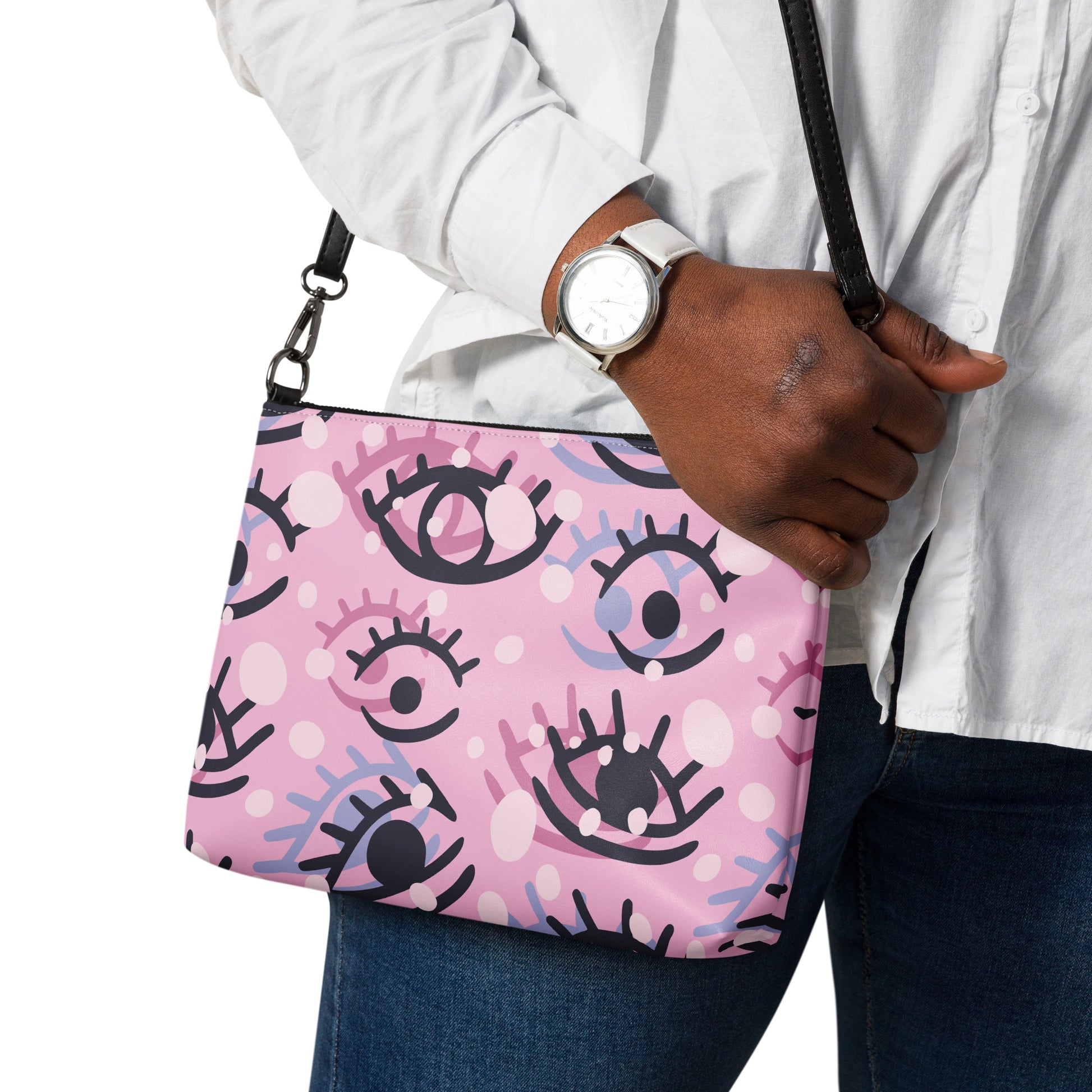 Abstract Eye See You Purse Handbag all-over-print-crossbody-bag-white-back-668d9929ef2de