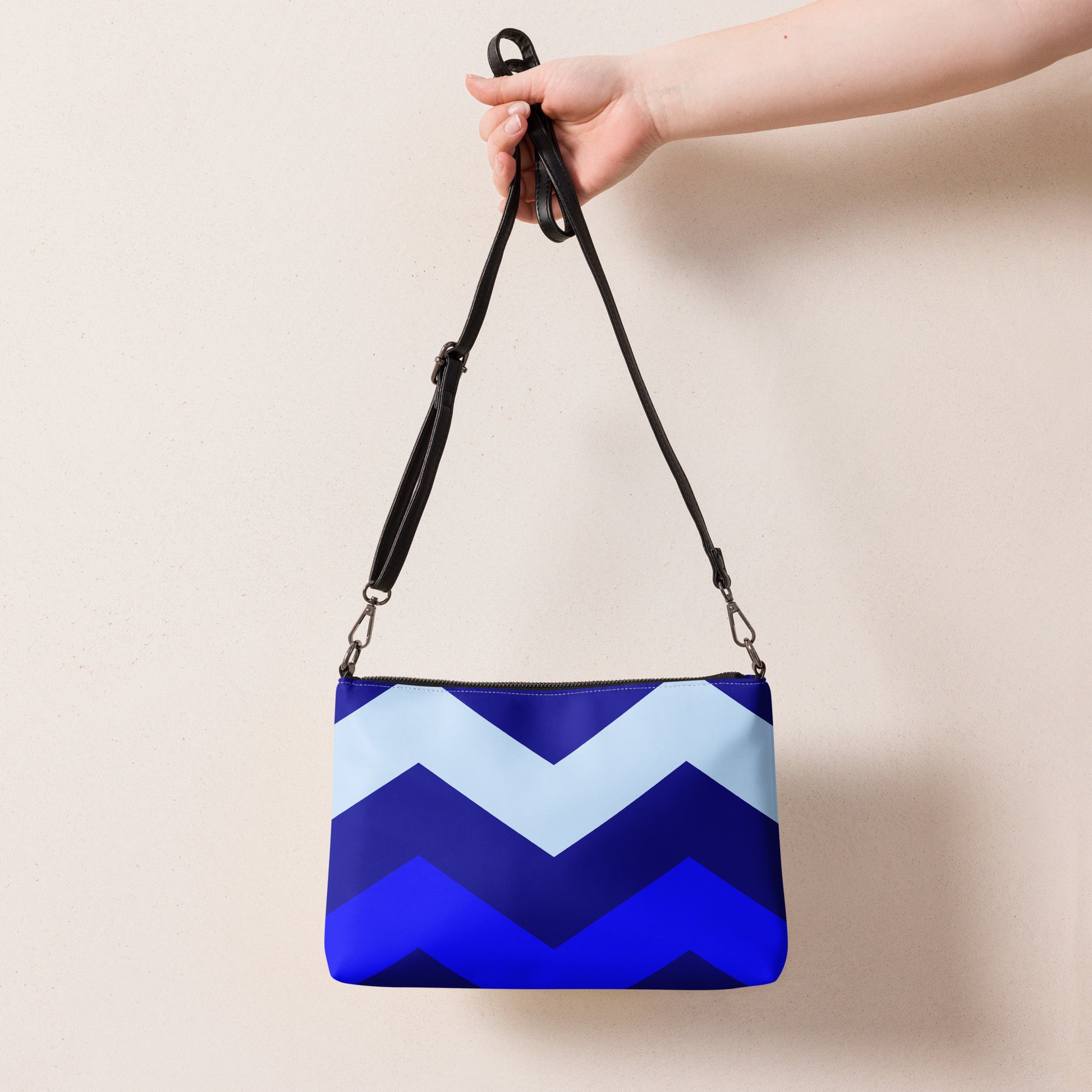 Chevron in Blue Purse Handbag all-over-print-crossbody-bag-white-back-668d99f0d3a77