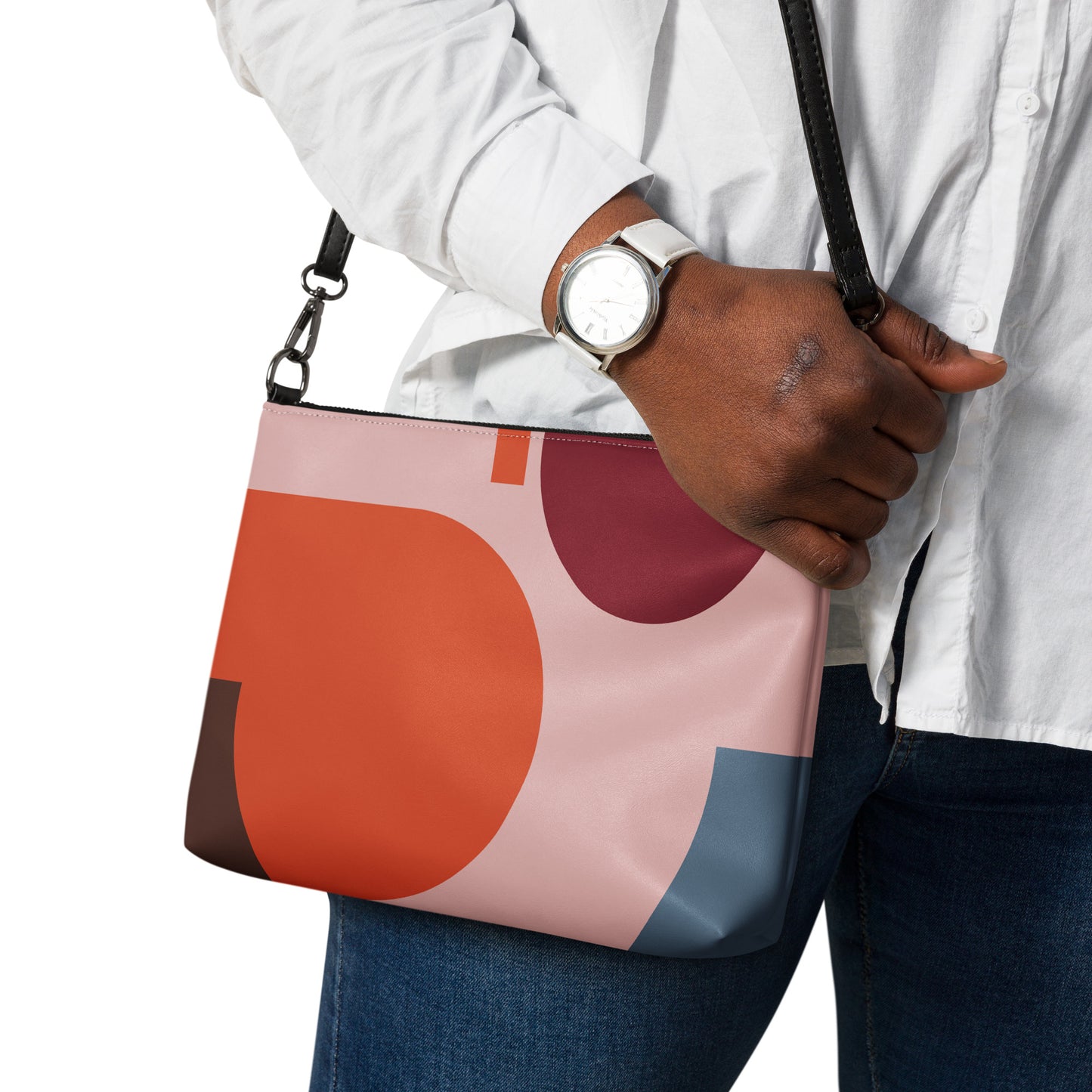 Abstract Mod Shapes Purse Handbag all-over-print-crossbody-bag-white-back-668d9ace67fd4