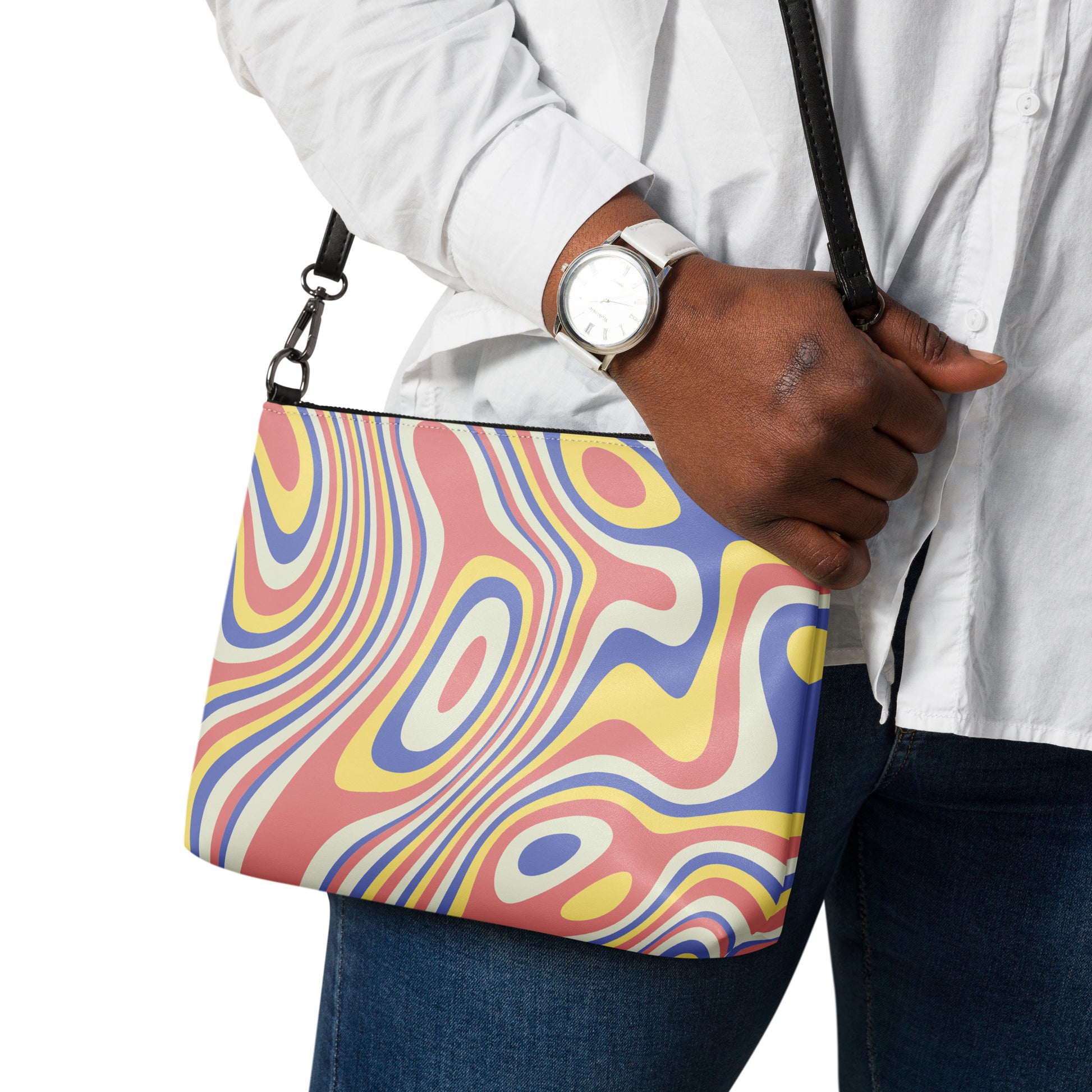 Abstract Hyper Waves Purse Handbag all-over-print-crossbody-bag-white-back-668d9b8a165e3