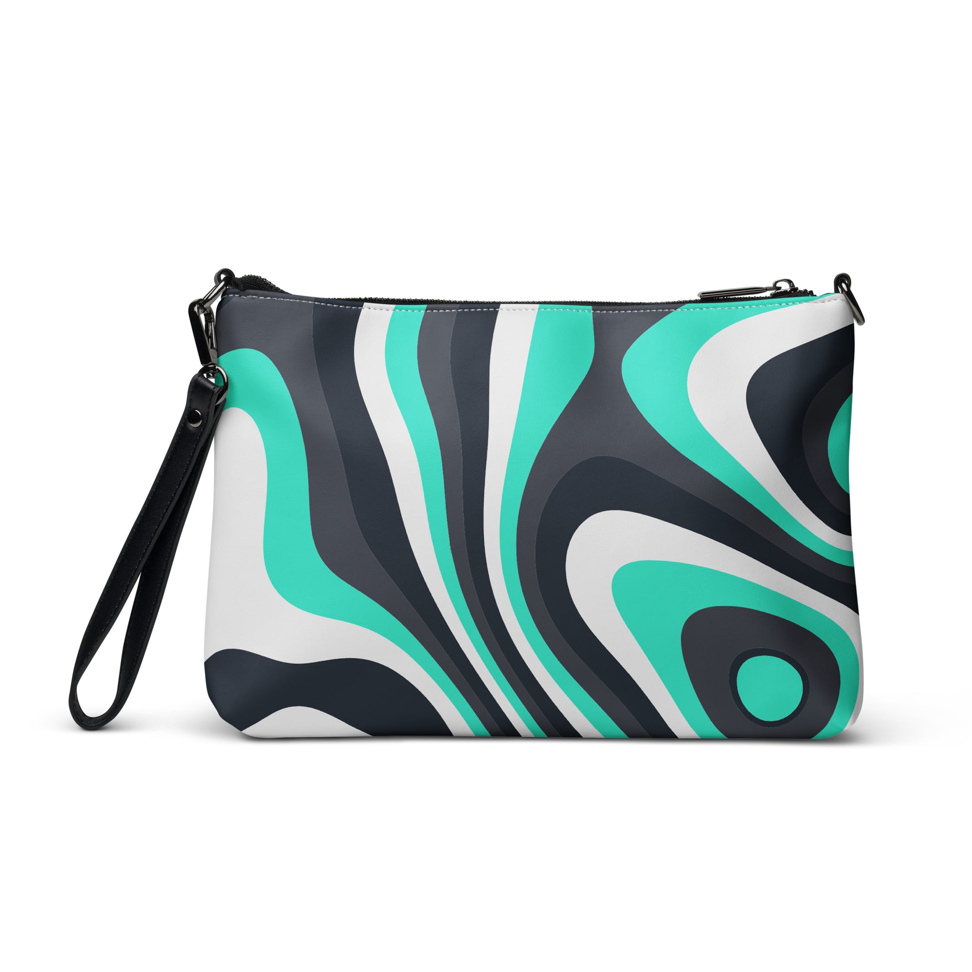 Abstract Vintage Teal Waves Purse Handbag all-over-print-crossbody-bag-white-back-668d9c0869882