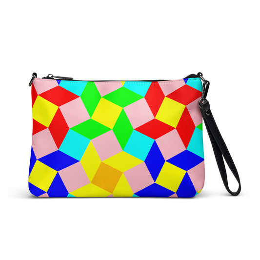 Mosaic Color Patch Purse Handbag Default Title all-over-print-crossbody-bag-white-front-668d8e9e58661