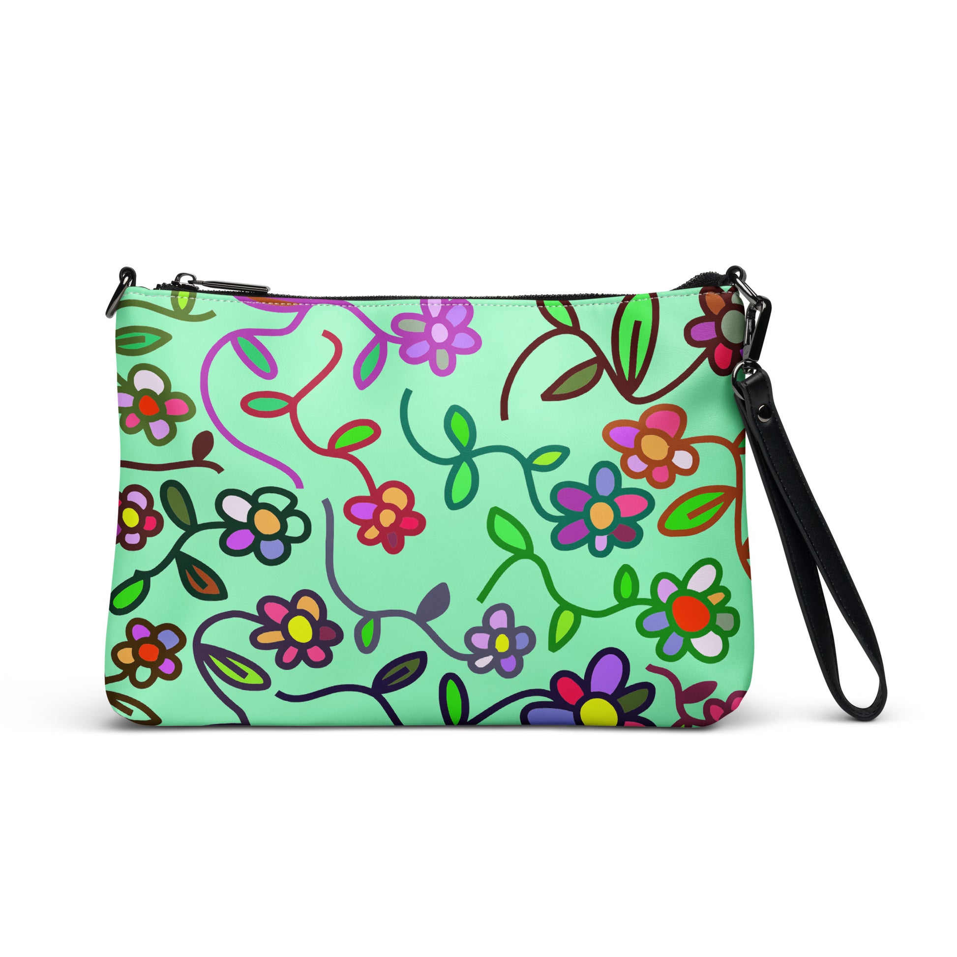 Flowers of Green Purse Handbag Default Title all-over-print-crossbody-bag-white-front-668d9742dd903