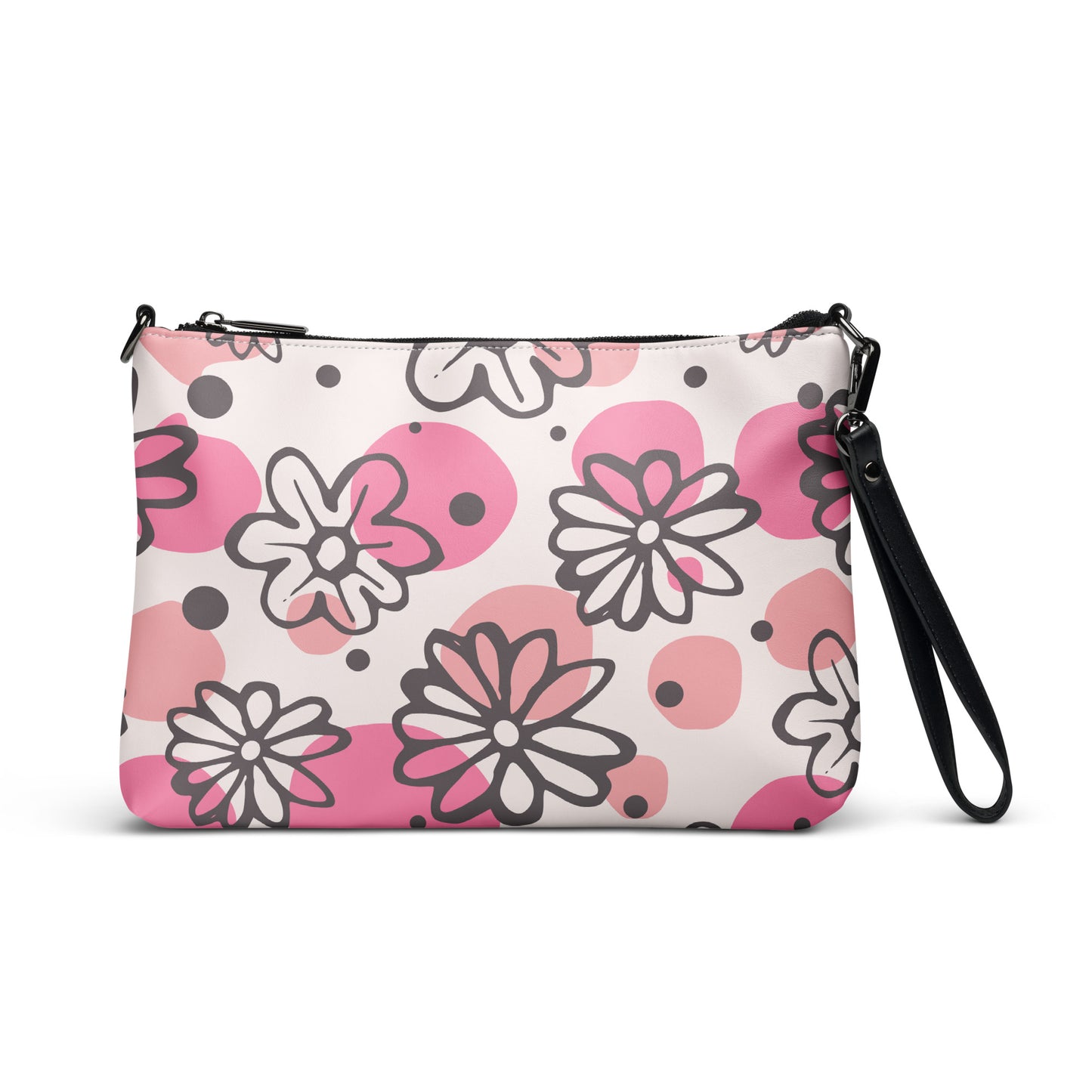 Abstract Pink Daisies Purse Handbag Default Title all-over-print-crossbody-bag-white-front-668d98bfafd80