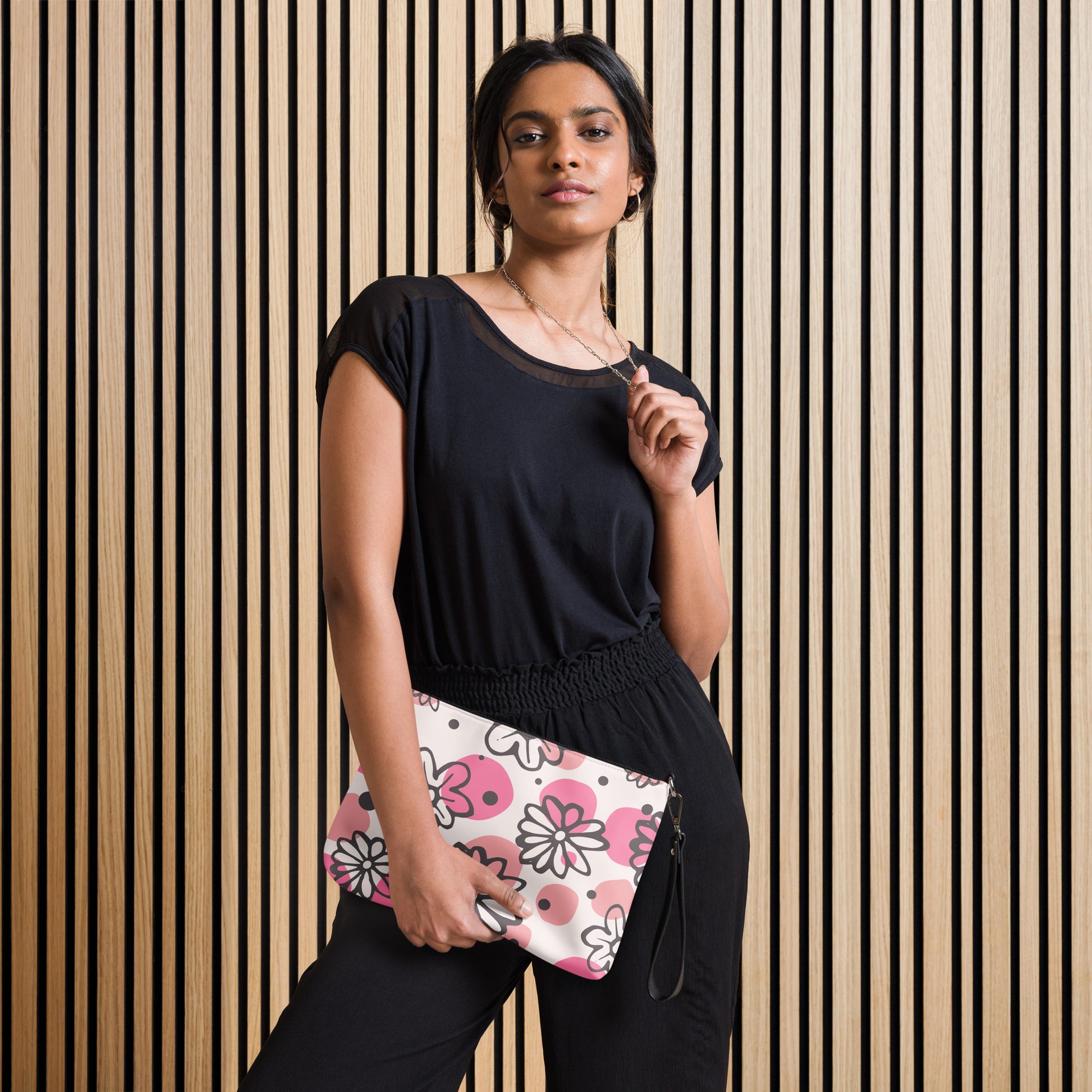 Abstract Pink Daisies Purse Handbag all-over-print-crossbody-bag-white-front-668d98bfb1ffd