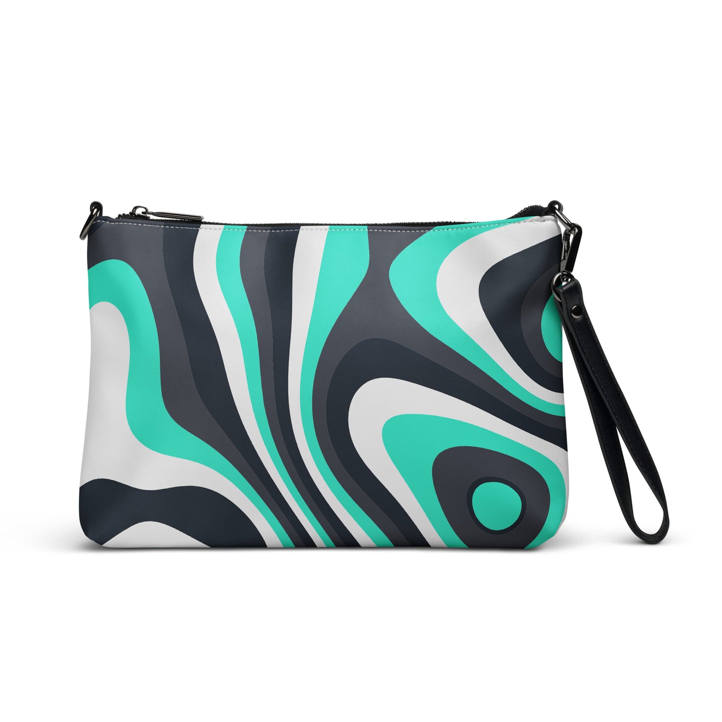 Abstract Vintage Teal Waves Purse Handbag Default Title all-over-print-crossbody-bag-white-front-668d9c08682c4