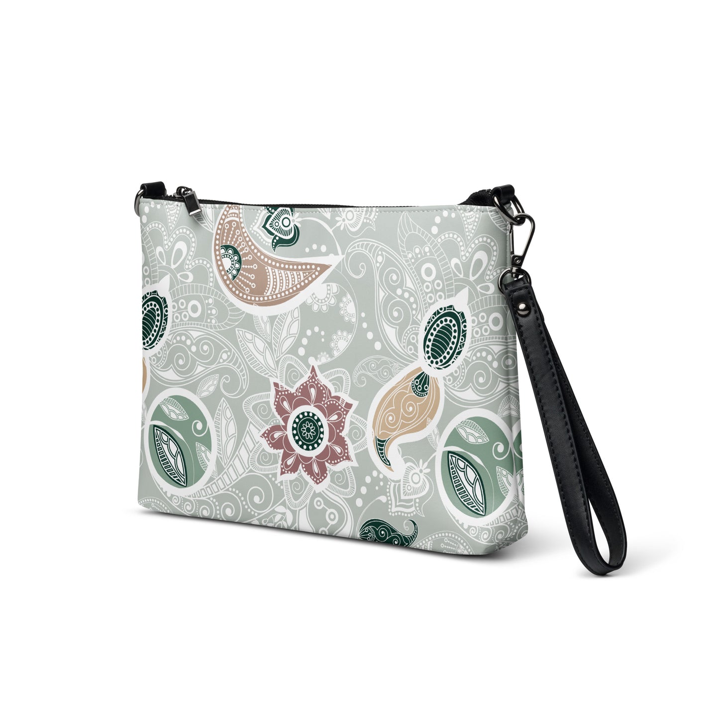 Paisley Mint Purse Handbag all-over-print-crossbody-bag-white-left-front-668d8c5315492