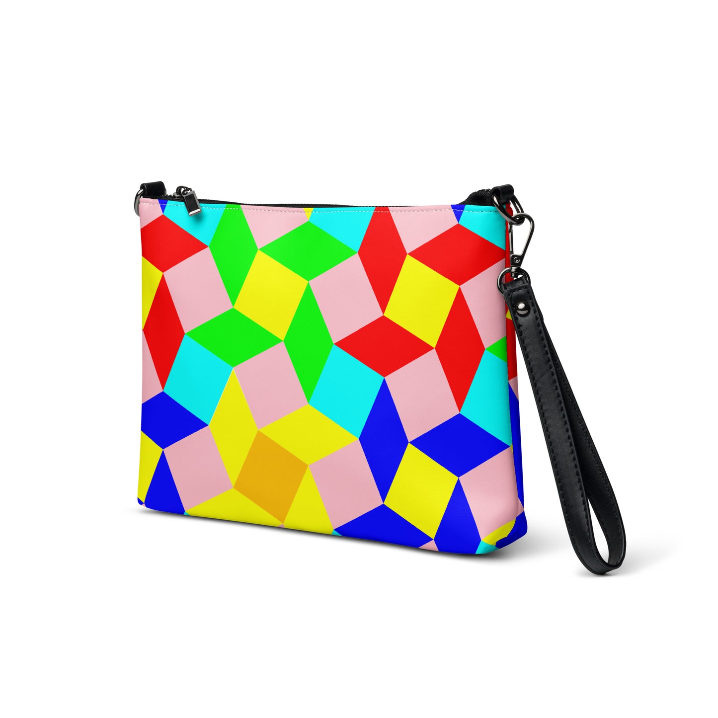 Mosaic Color Patch Purse Handbag all-over-print-crossbody-bag-white-left-front-668d8e9e59e35