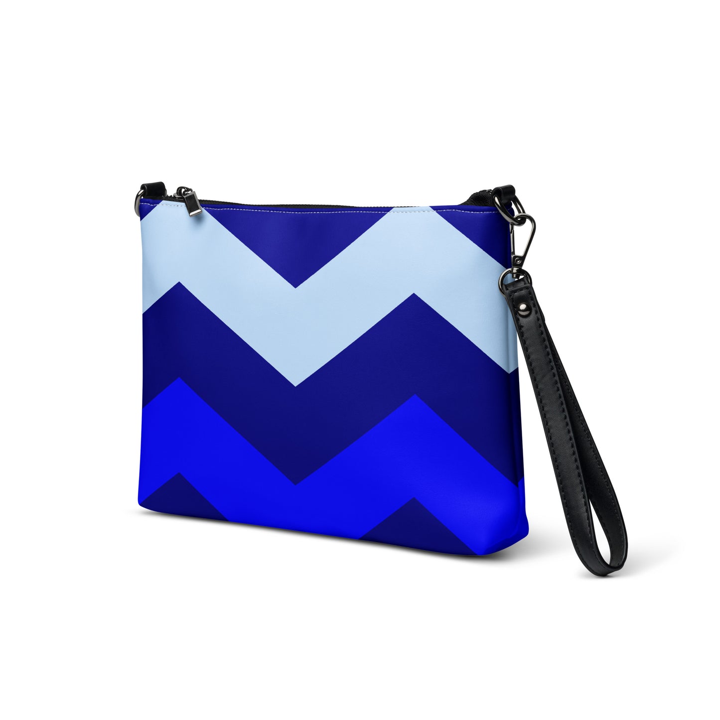 Chevron in Blue Purse Handbag all-over-print-crossbody-bag-white-left-front-668d99f0d3dca