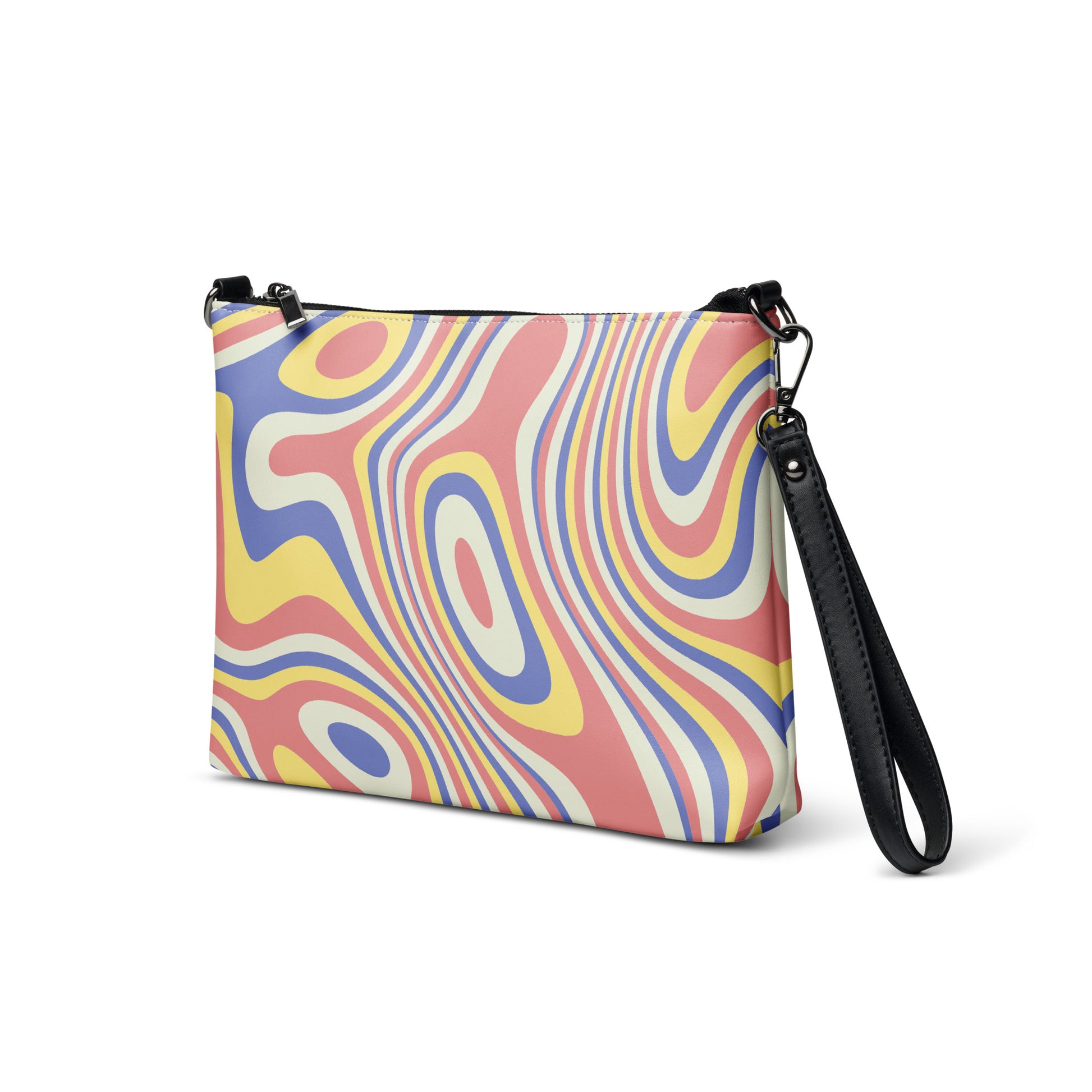 Abstract Hyper Waves Purse Handbag all-over-print-crossbody-bag-white-left-front-668d9b8a16ba0