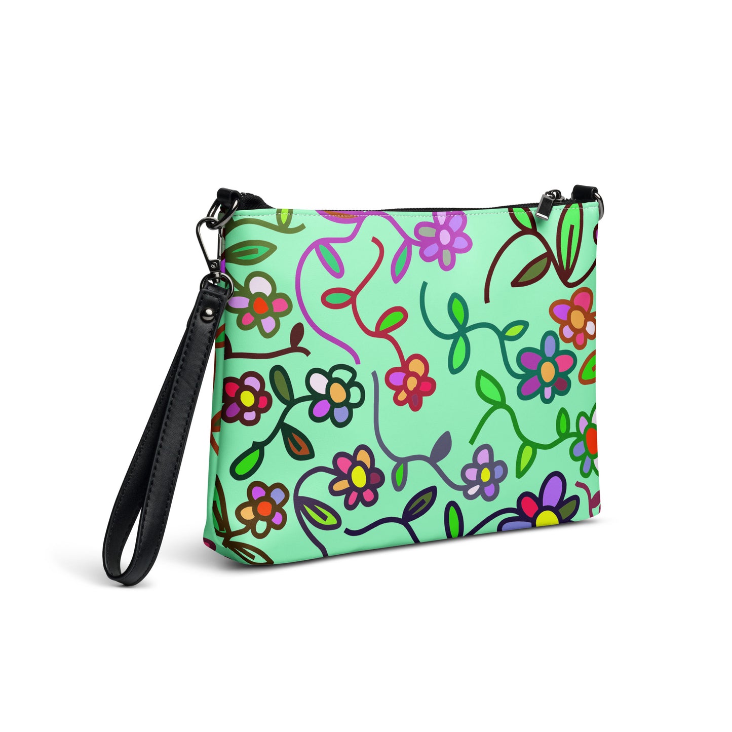 Flowers of Green Purse Handbag all-over-print-crossbody-bag-white-right-back-668d9742df031