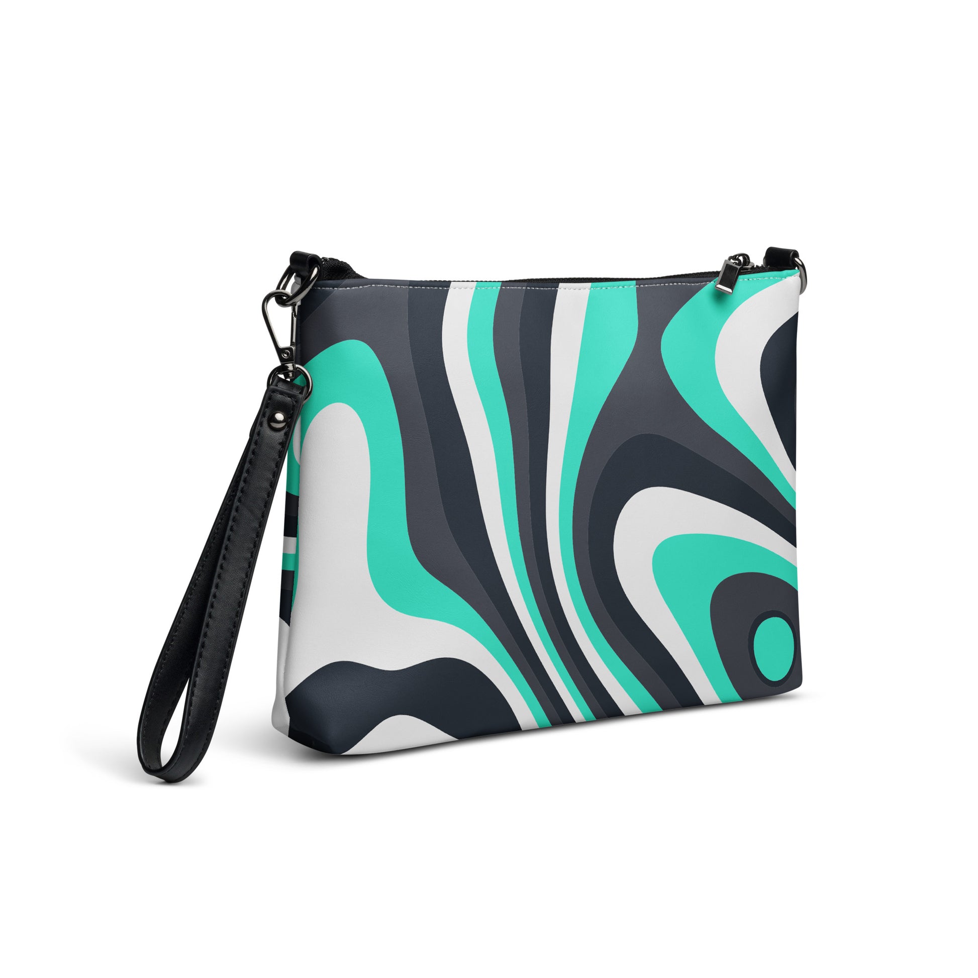 Abstract Vintage Teal Waves Purse Handbag all-over-print-crossbody-bag-white-right-back-668d9c08699a7