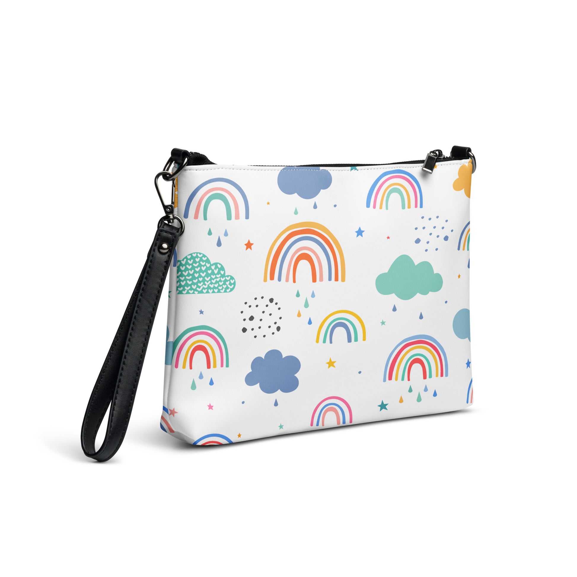 Rainbows and Clouds Purse Handbag all-over-print-crossbody-bag-white-right-back-668da116d7b95