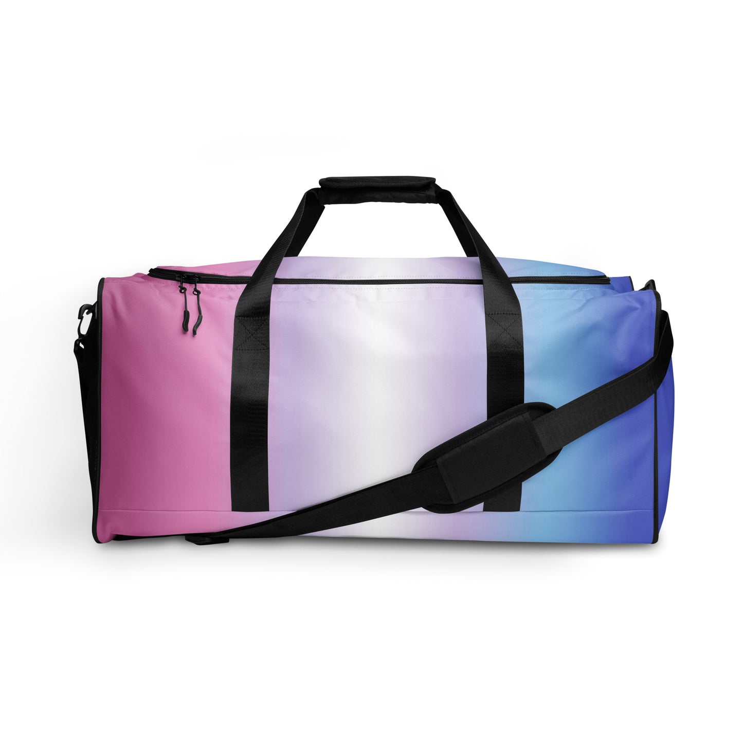 Bigender Pride Weekender Duffle Bag in Ombre Bigender all-over-print-duffle-bag-white-front-654bb9165e717