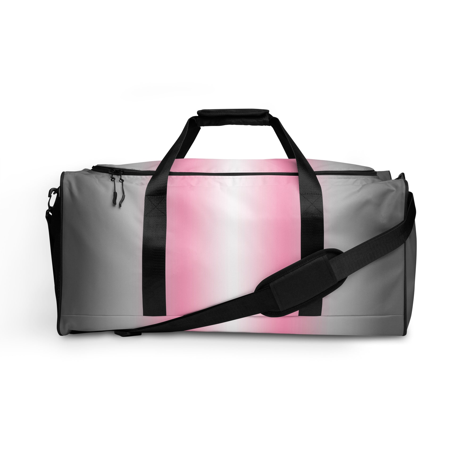 Demigirl Pride Weekender Duffel Bag in Ombre Demigirl all-over-print-duffle-bag-white-front-654bb992d7463