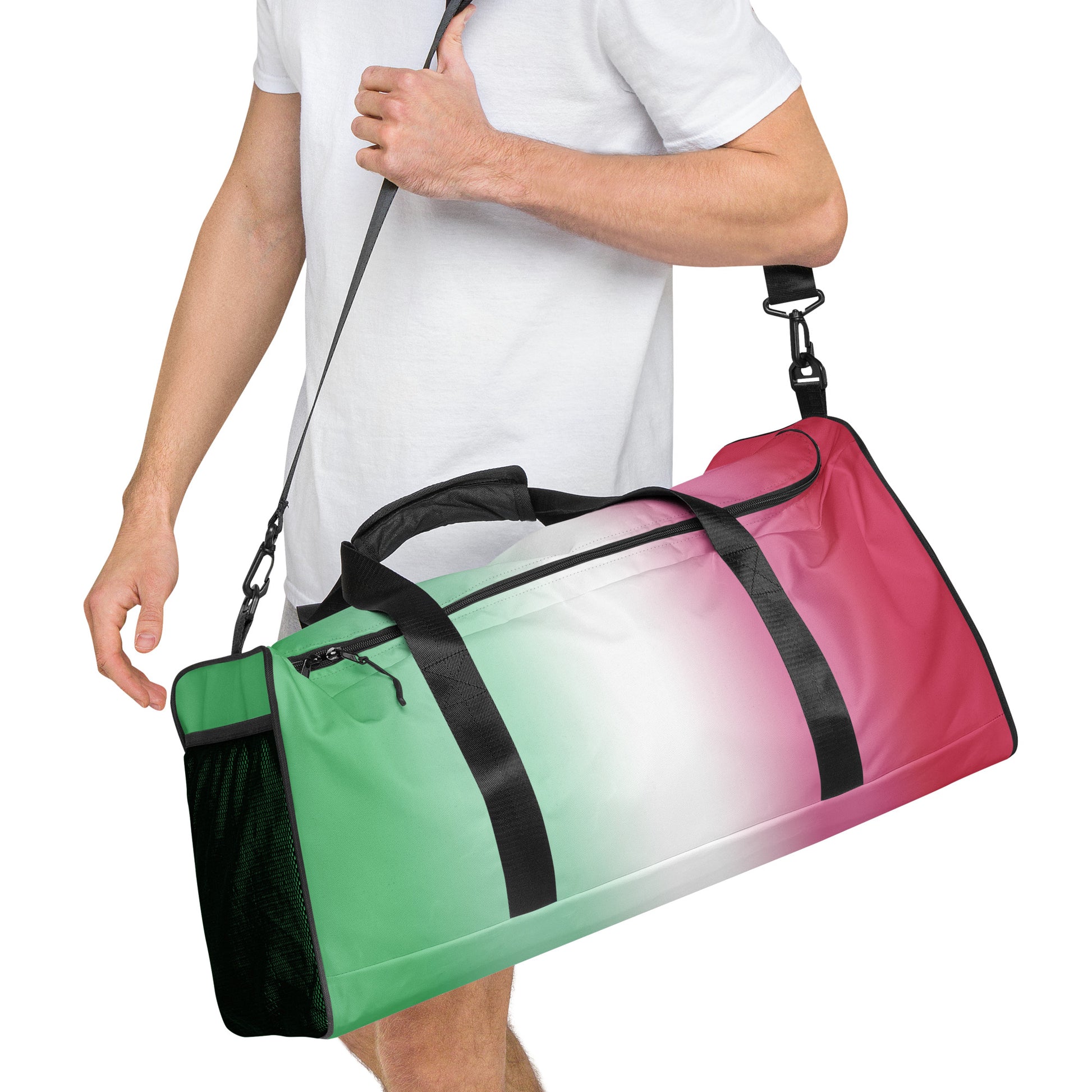 Abrosexual Pride Weekender Duffle Bag in Ombre all-over-print-duffle-bag-white-right-front-654bb8c07aebf