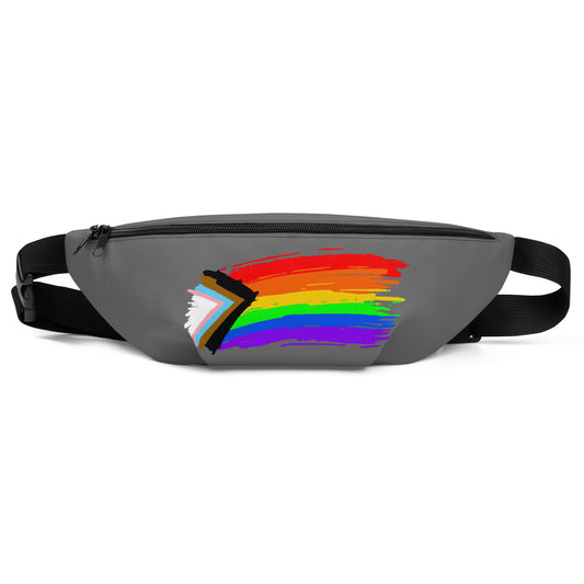 LGBTQ Pride Crossbody Fanny Pack - Progress Paint Pride all-over-print-fanny-pack-white-front-648fb8f848612