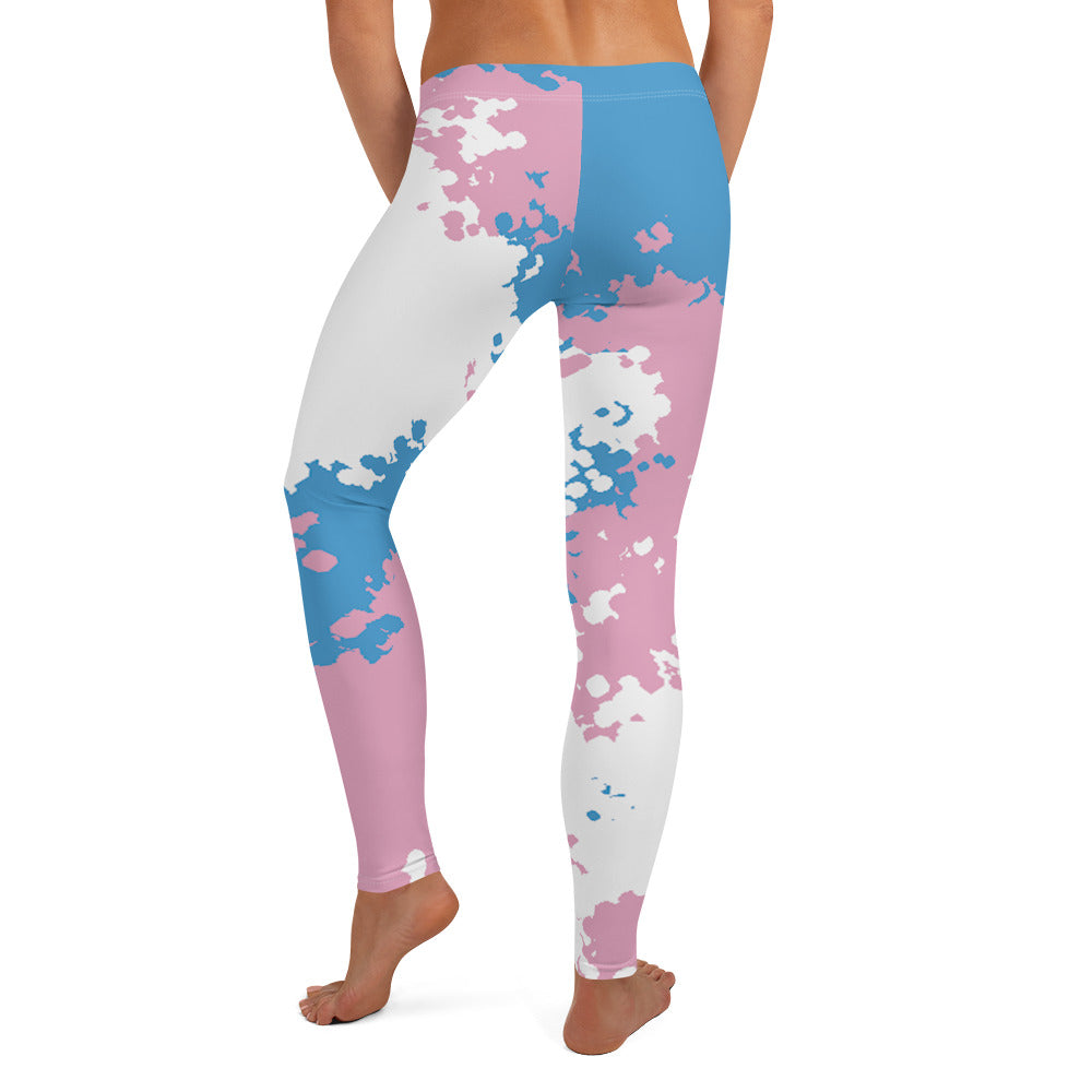 Transgender Trans Pride Women's Leggings Yoga Pants - Camouflage all-over-print-leggings-white-back-64caf0c1b82cb