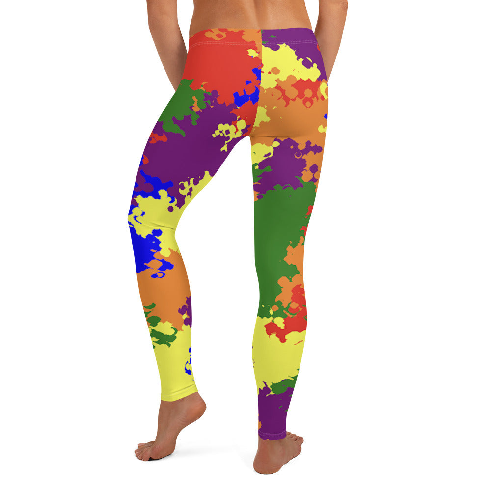 LGBTQ Pride Women's Leggings Yoga Pants - Rainbow Camouflage all-over-print-leggings-white-back-64cc357ea95d6