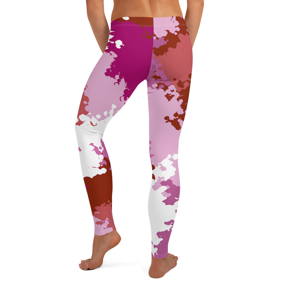 Lesbian Pride Women's Leggings Yoga Pants - Camo all-over-print-leggings-white-back-64cc3a9a5b600