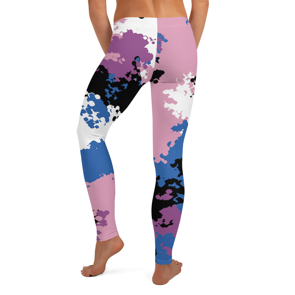 Genderfluid Pride Women's Leggings Yoga Pants - Camo all-over-print-leggings-white-back-64cc3e9f1ccea