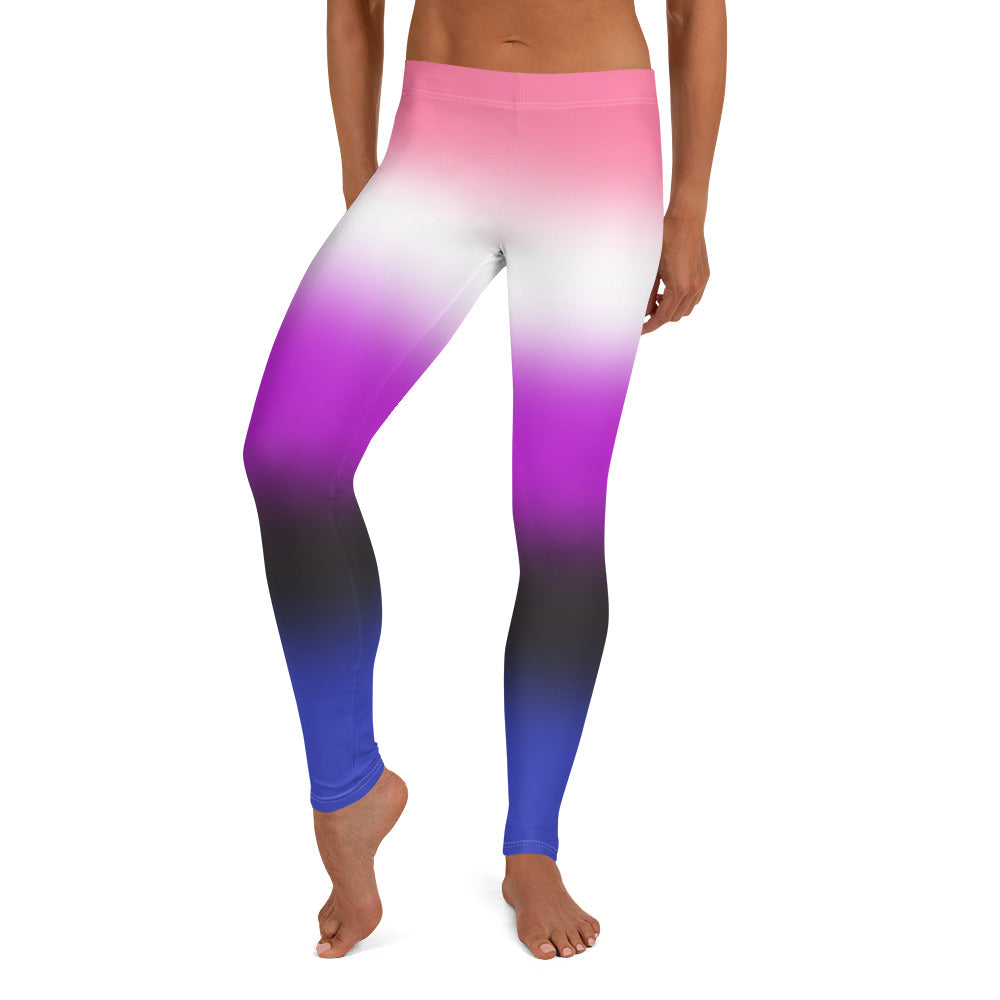 Genderfluid Pride Women's Leggings Yoga Pants - Ombre Genderfluid all-over-print-leggings-white-front-64cadf2e9e134