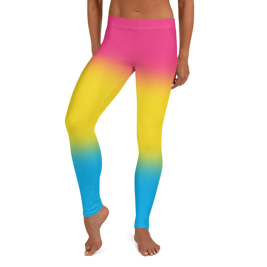 Pansexual Pan Pride Women's Leggings Yoga Pants - Ombre Pansexual all-over-print-leggings-white-front-64caea511b5d7