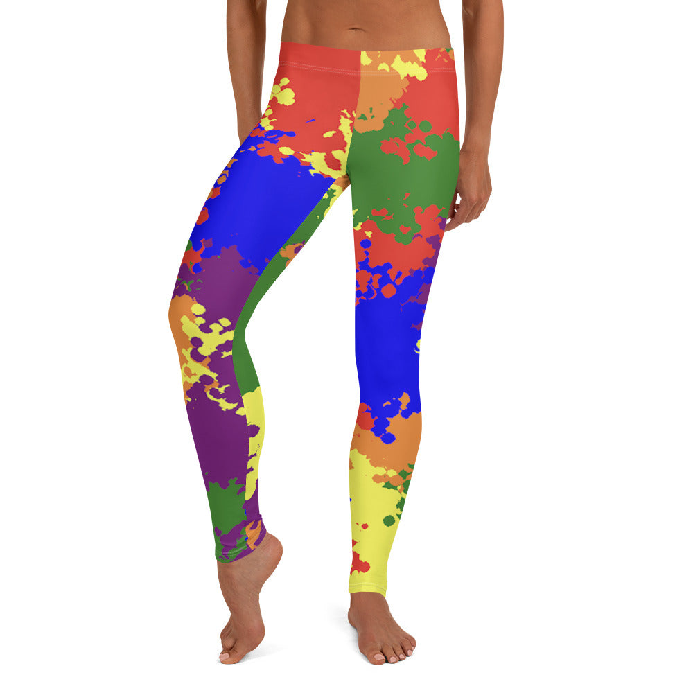 LGBTQ Pride Women's Leggings Yoga Pants - Rainbow Camouflage Pride all-over-print-leggings-white-front-64cc357ea89ca