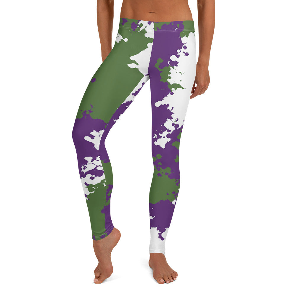 Genderqueer Pride Women's Leggings Yoga Pants - Camo Genderqueer all-over-print-leggings-white-front-64cc3d39b26ab