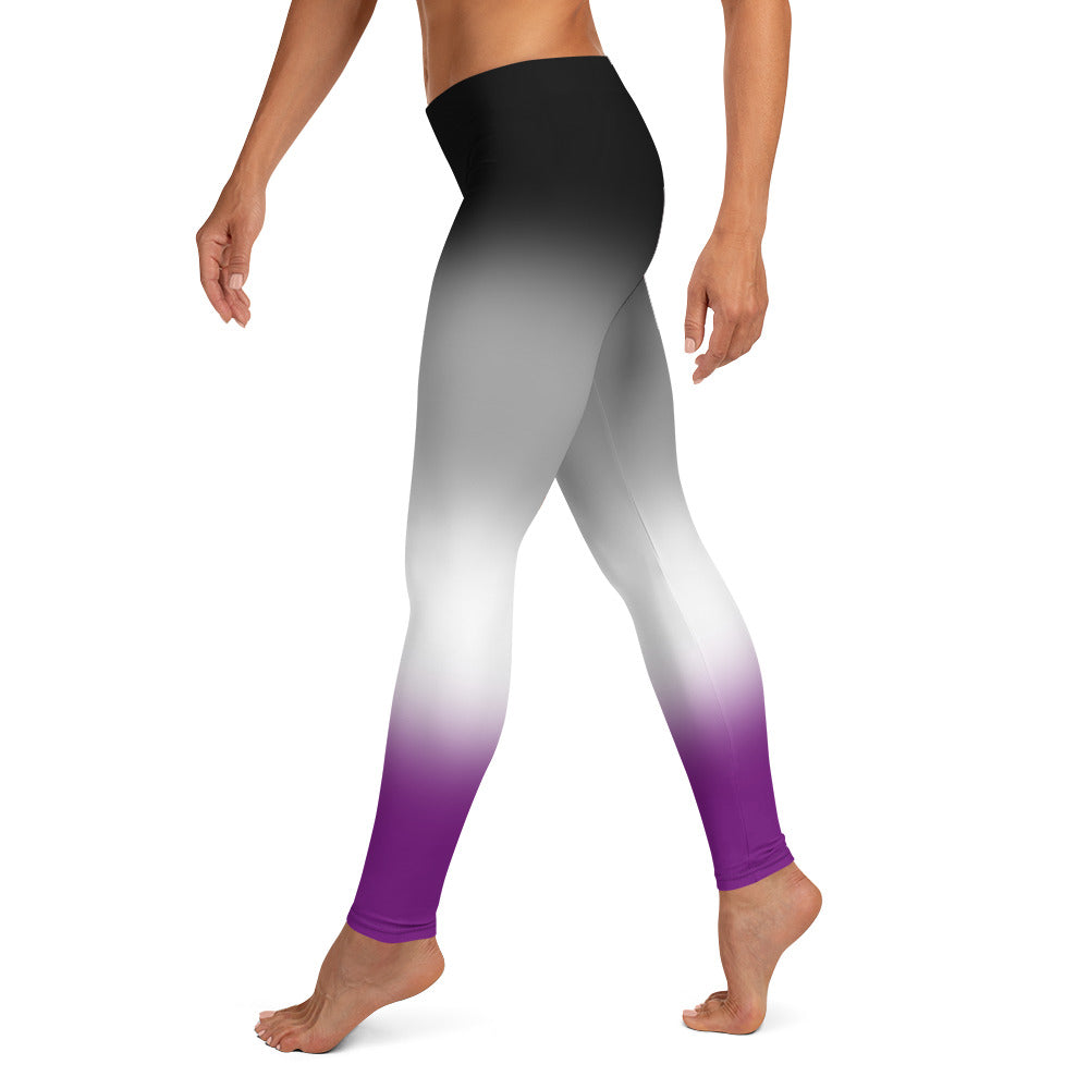 Asexual Ace Pride Women's Leggings Yoga Pants in Ombre all-over-print-leggings-white-left-64ca7bbea9a03