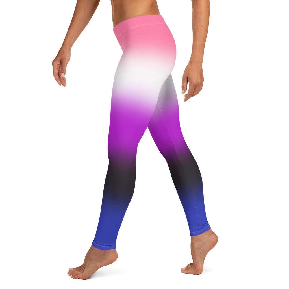 Genderfluid Pride Women's Leggings Yoga Pants - Ombre all-over-print-leggings-white-left-64cadf2e9f50b