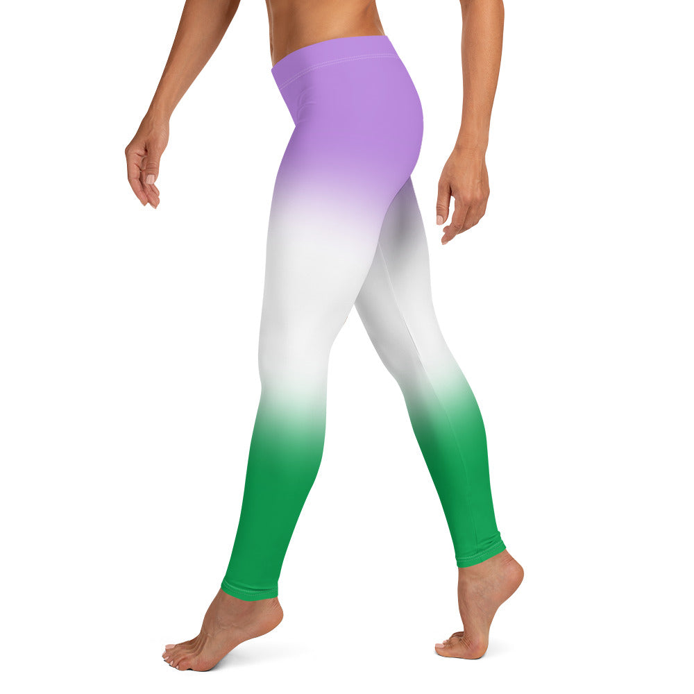 Genderqueer Pride Women's Leggings Yoga Pants - Ombre all-over-print-leggings-white-left-64cae1bdcda4e