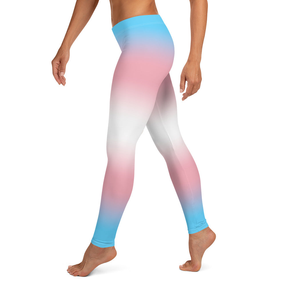 Transgender Trans Pride Women's Leggings Yoga Pants - Ombre all-over-print-leggings-white-left-64caee2e2ddd0