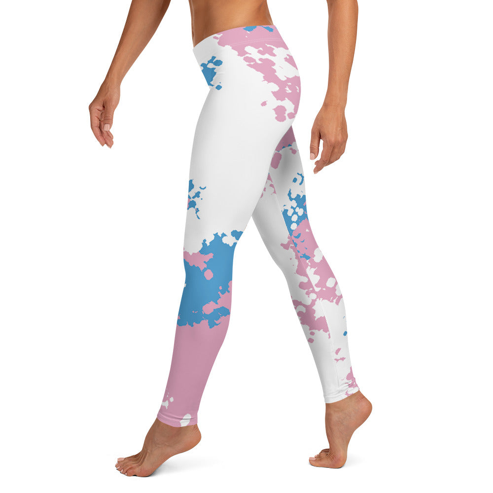 Transgender Trans Pride Women's Leggings Yoga Pants - Camouflage all-over-print-leggings-white-left-64caf0c1b834f