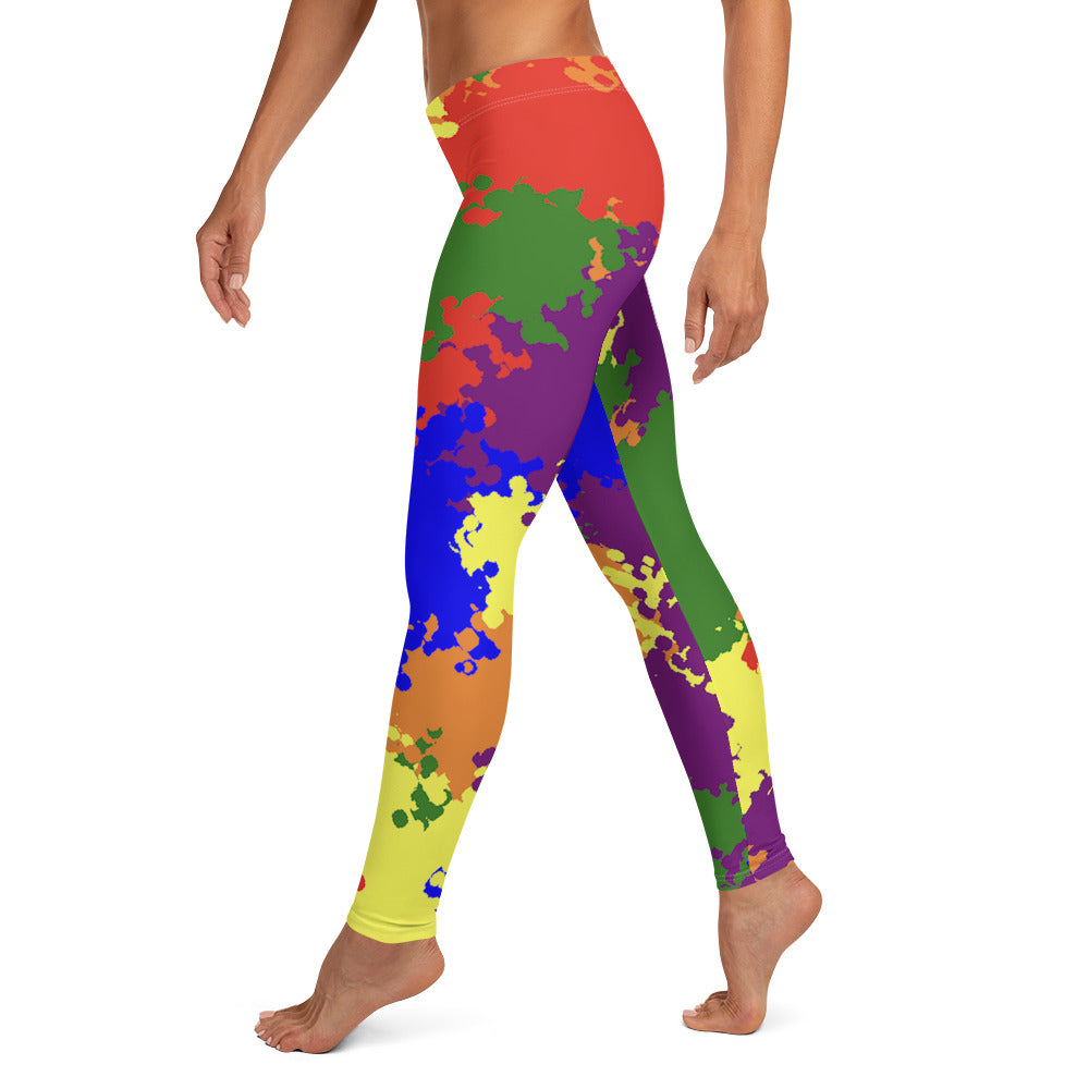 LGBTQ Pride Women's Leggings Yoga Pants - Rainbow Camouflage all-over-print-leggings-white-left-64cc357ea96aa