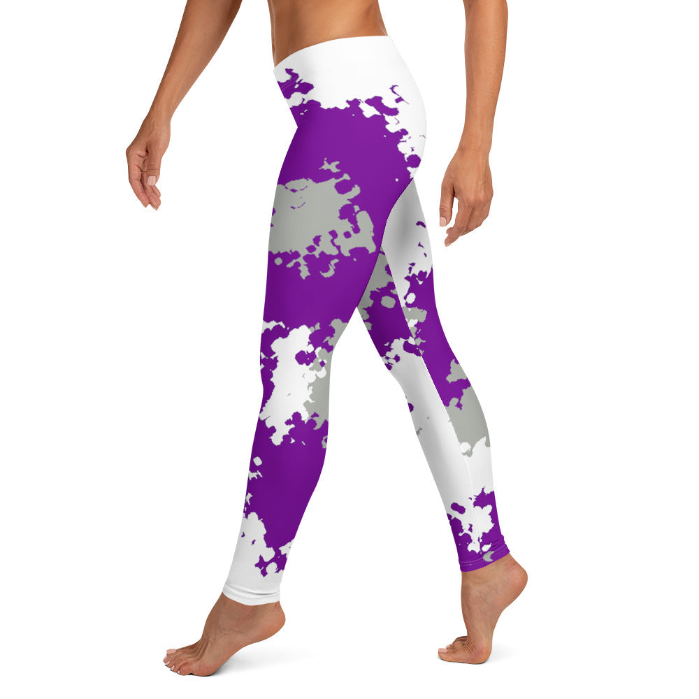 Greysexual Pride Women's Leggings Yoga Pants - Camo all-over-print-leggings-white-left-64cc3c4b74590