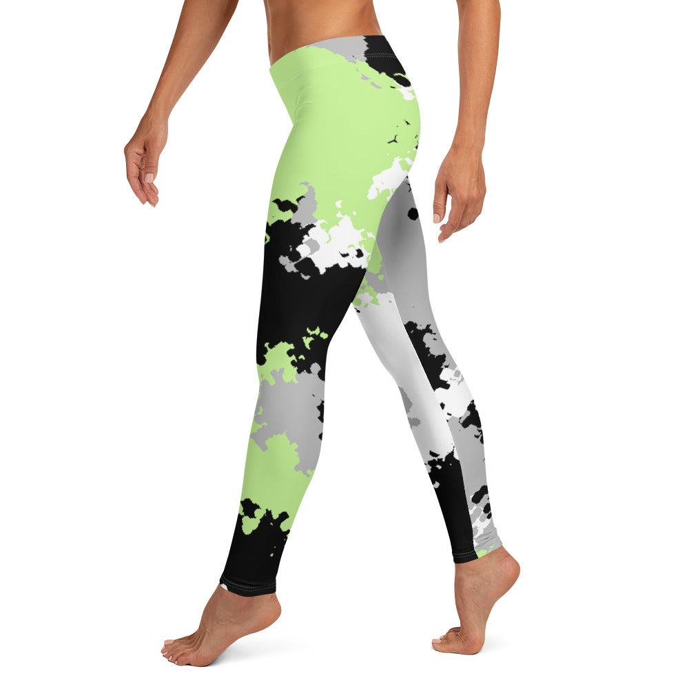 Agender Pride Women's Leggings Yoga Pants in Camo all-over-print-leggings-white-left-64cc452bd0c4c