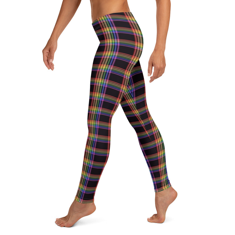 LGBTQ Pride Women's Leggings Yoga Pants - Plaid all-over-print-leggings-white-left-652f1c2f214d4