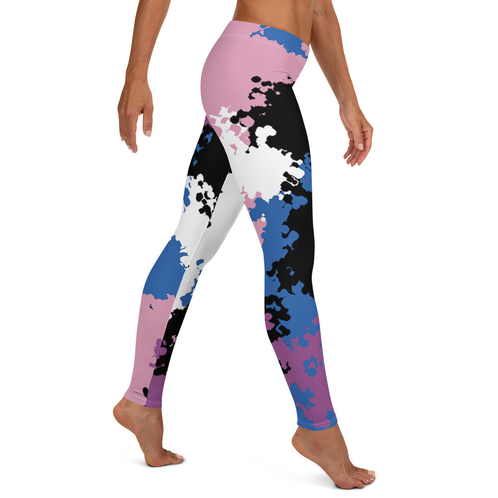 Genderfluid Pride Women's Leggings Yoga Pants - Camo all-over-print-leggings-white-right-64cc3e9f1ceae