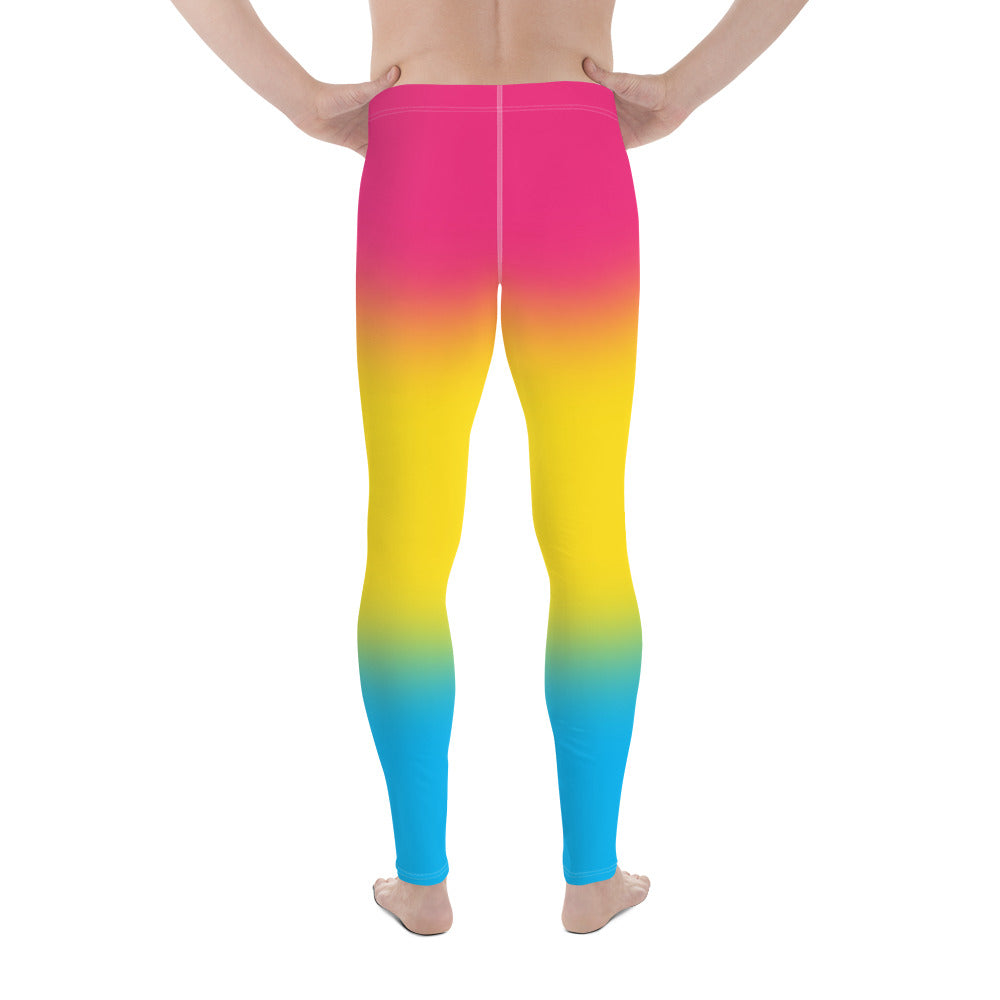 Pansexual Pan Pride Men's Leggings Yoga Pants - Ombre all-over-print-mens-leggings-white-back-64cae9113b5c5