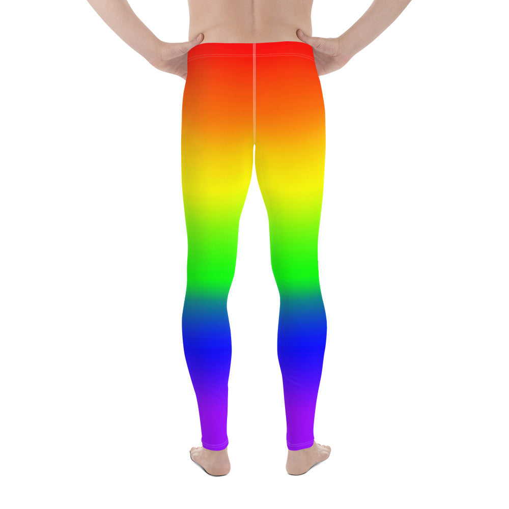 LGBTQ Pride Men's Leggings Yoga Pants - Ombre all-over-print-mens-leggings-white-back-64caeba655f28