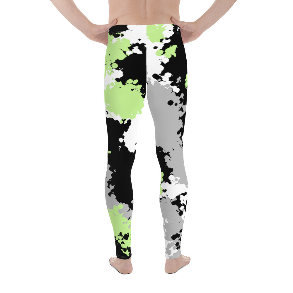 Agender Pride Men's Leggings Yoga Pants in Camo all-over-print-mens-leggings-white-back-64cc45965fd5c