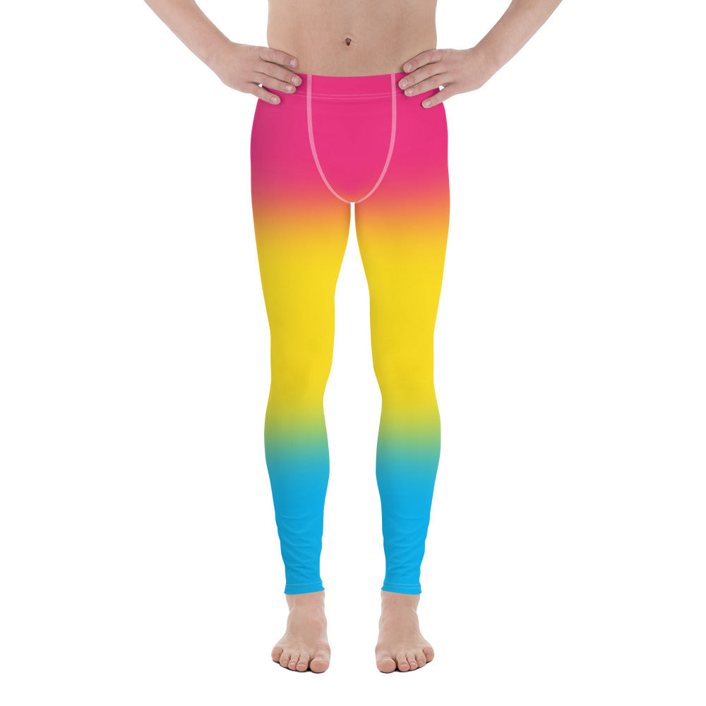 Pansexual Pan Pride Men's Leggings Yoga Pants - Ombre Pansexual all-over-print-mens-leggings-white-front-64cae9113a43d