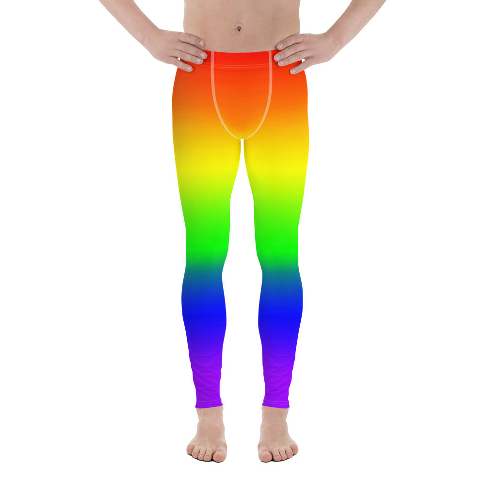 LGBTQ Pride Men's Leggings Yoga Pants - Ombre Pride all-over-print-mens-leggings-white-front-64caeba6551ca