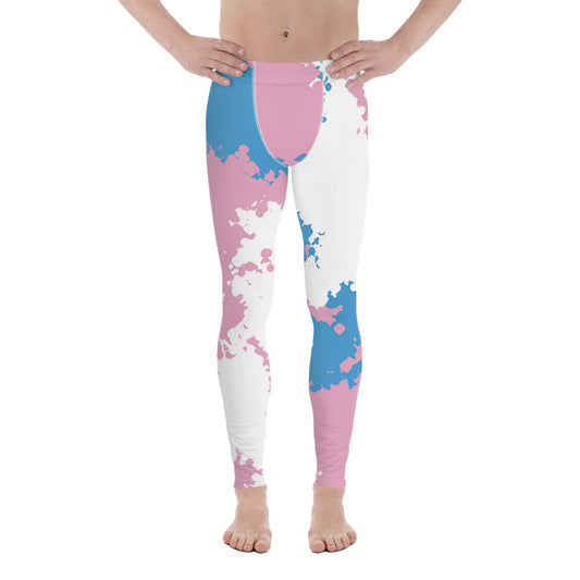 Transgender Trans Pride Men's Leggings Yoga Pants - Camouflage Transgender all-over-print-mens-leggings-white-front-64caefb80716a