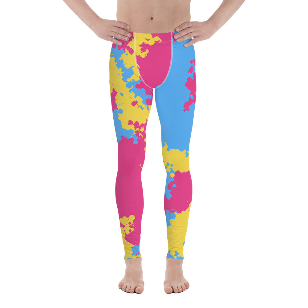 Pansexual Pan Pride Men's Leggings Yoga Pants - Camouflage Pansexual all-over-print-mens-leggings-white-front-64cc377ddb272