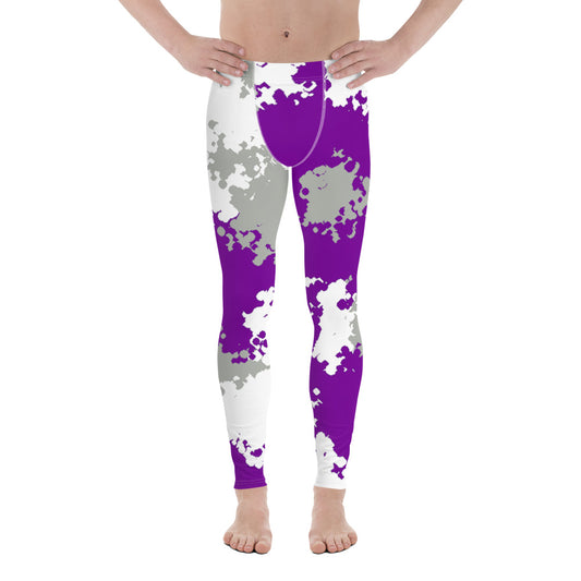 Greysexual Pride Men's Leggings Yoga Pants - Camo Greysexual all-over-print-mens-leggings-white-front-64cc3c01a1295