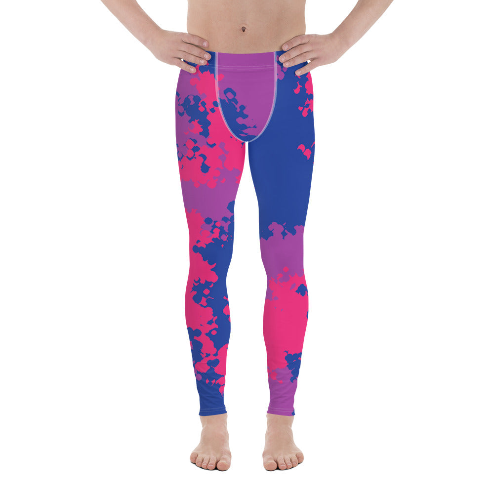 Bisexual Bi Pride Men's Leggings in Camo Bisexual all-over-print-mens-leggings-white-front-64cc43a7760f8