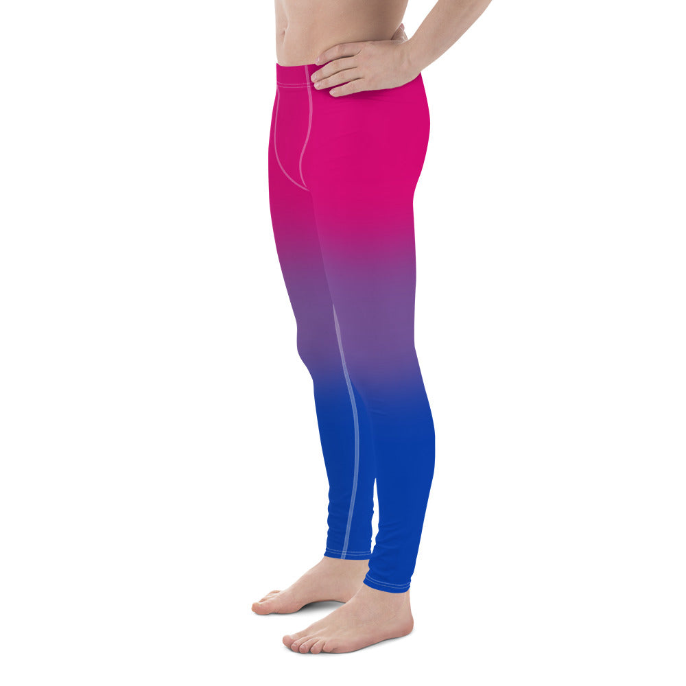 Bisexual Bi Pride Men's Leggings in Ombre all-over-print-mens-leggings-white-left-64ca8f25abcc7